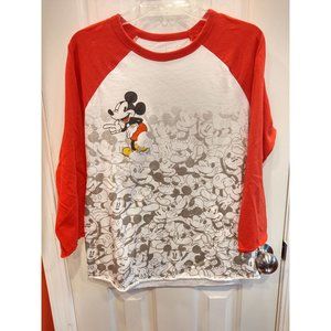 Disney Parks Womens T Shirt M Red White Mickey Mouse Spirit Jersey Long Sleeve